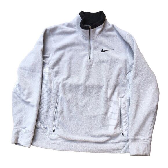 RARE Nike Fleece Half Zip Sweater Gray/Black Large - Picture 1 of 12